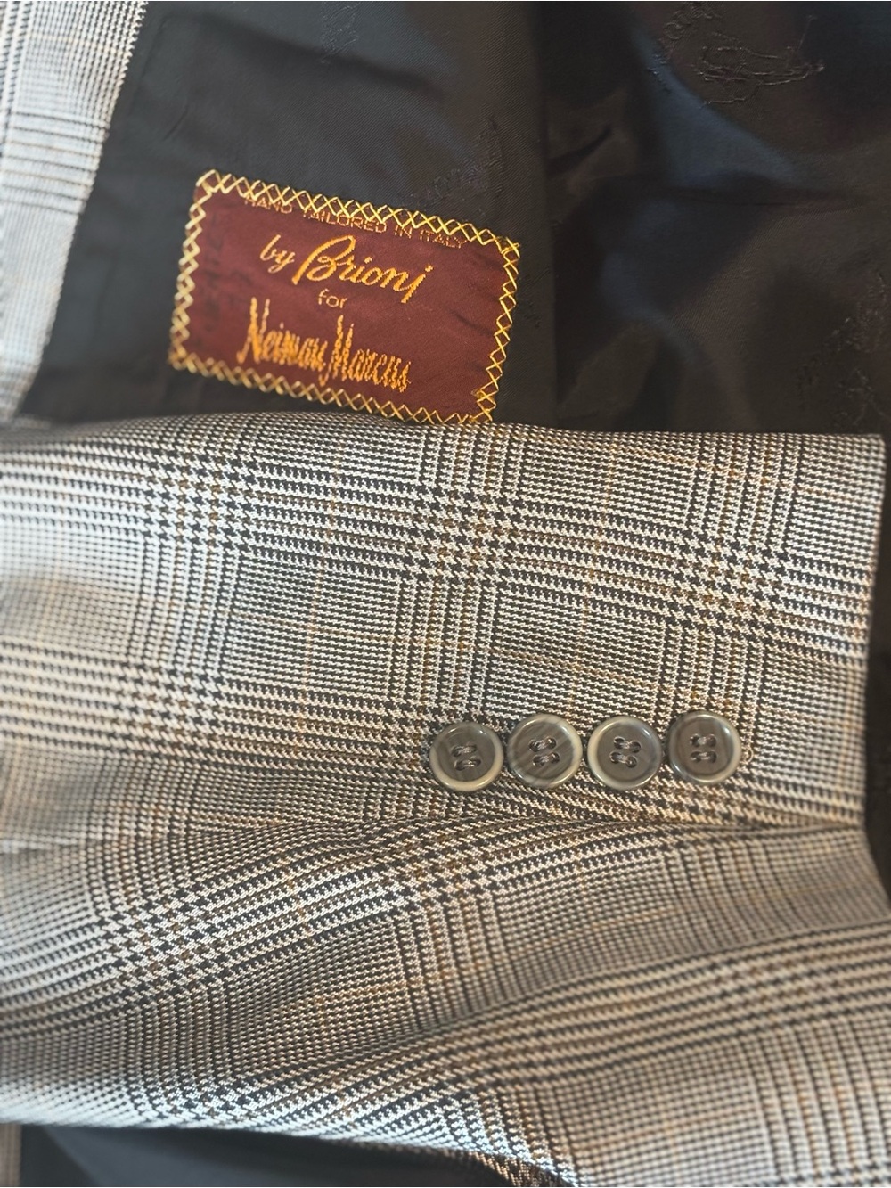 Brioni x Neiman Marcus NM Nomenta Gray Black Plaid Jacket Men 44R US 3B Front